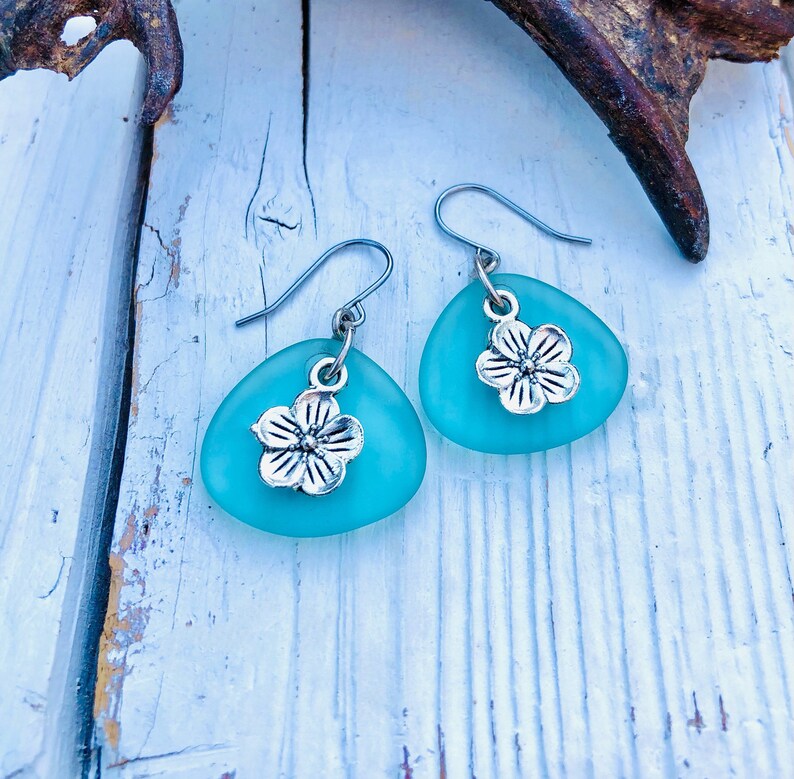 Sea Glass Earrings Beach Glass Earrings Sea Glass Jewelry Etsy