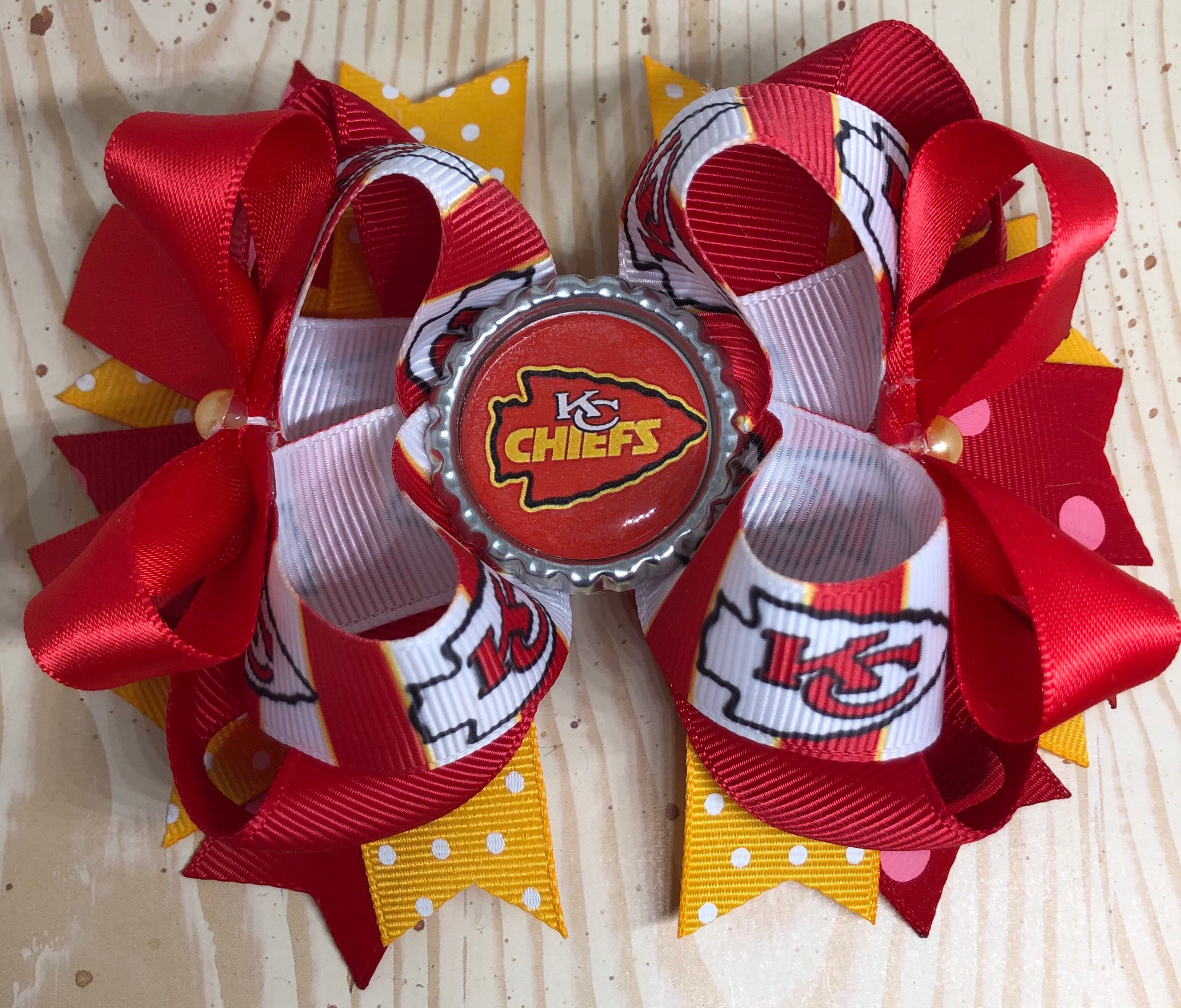 Kansas City Chiefs Football Large Hair Bow with Free Shipping Eligible