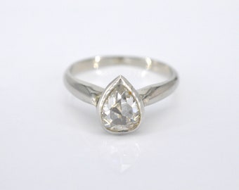 Pear shaped rose cut diamond ring