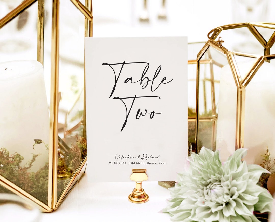 ALPHA Modern Table Number Cards Wedding Table Names A6 - Etsy UK