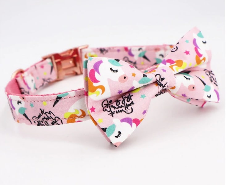 Unicorn Collar with Bow and Matching Leash Unicorn Stylish Etsy