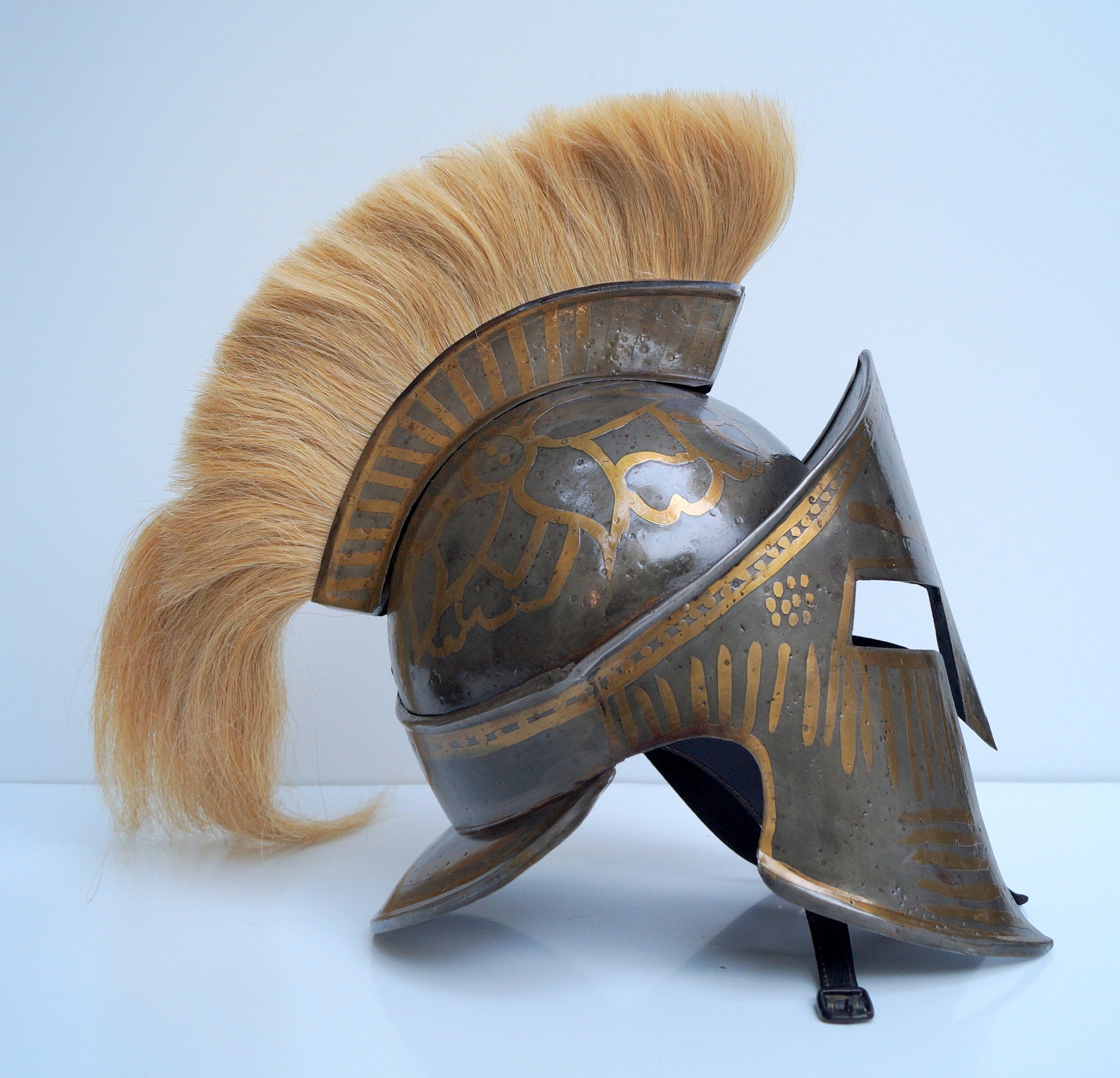 Nautical Greek spartan helmet & plume brown finish battle Etsy