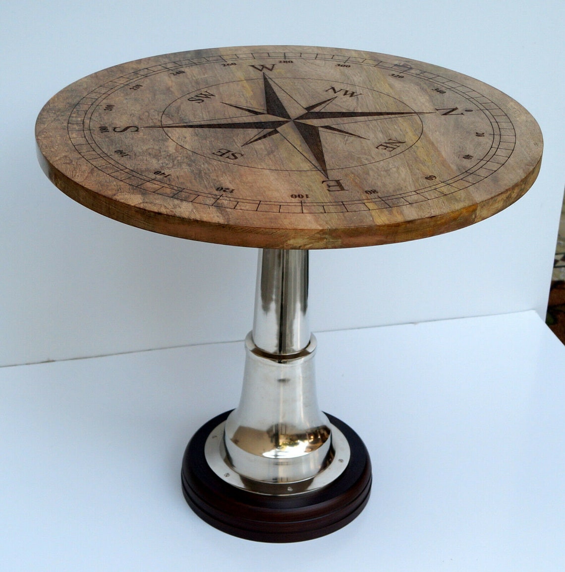 Nautical compass designer board wooden end table coffee tea Etsy