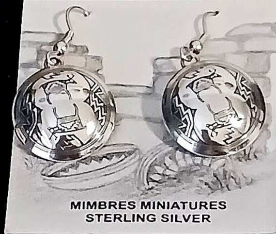 Antelope Design Embossed Sterling Silver Earrings - image 1