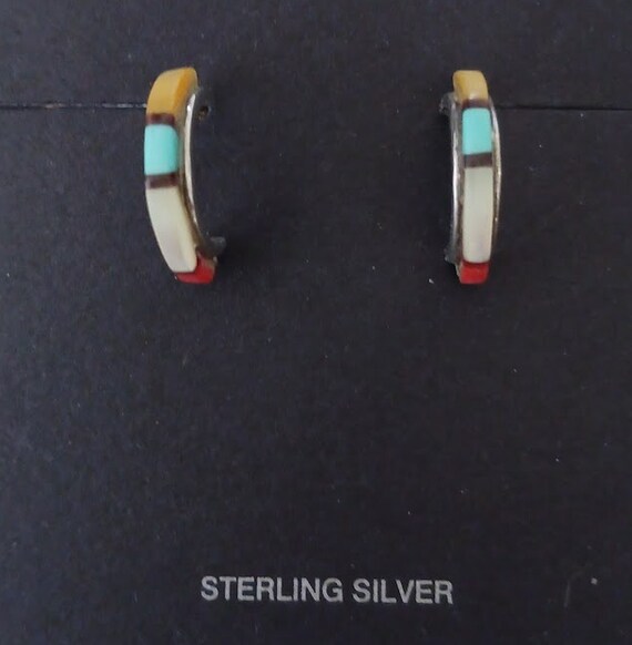 Zuni Multi Stone sterling silver earrings - image 1