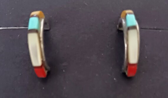 Zuni Multi Stone sterling silver earrings - image 2