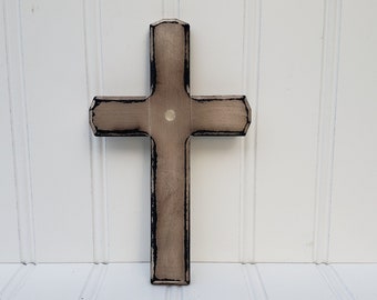 Small Cross, Wood Cross, Praying Cross, Comfort Cross, Hand Held Praying Cross,Palm Cross,Aged White,Distressed Cross,FREE PRIORITY SHIPPING