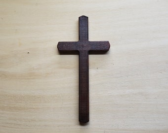 Wood Cross, Hanging Cross, Primitive Cross, Distressed Cross, Farmhouse Cross,Aged Dark Red,FREE PRIORITY SHIPPING