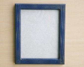 Rustic Blue Picture Frame: Distressed Wood, Farmhouse Style, 8x10, Free Ground Advantage Shipping