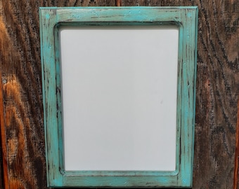Rustic 8x10 Picture Frame: Distressed Light Blue, Farmhouse Decor, Free Ground Advantage Shipping
