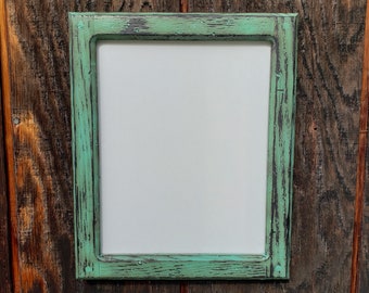 Picture frame, Forever Picture Frame, Farmhouse Frame,Aged Teal,8x10 Frame,Distressed Frame, Hardwood, Painted Frame,FREE PRIORITY SHIPPING