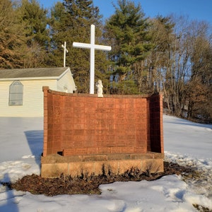 The Orignal Royer Chapel Wood Cross, Standing on Base,Aged White,Wood Cross,Table Top Cross,Distressed Cross,FREE PRIORITY SHIPPING image 7