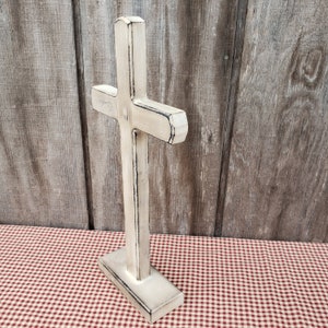 The Orignal Royer Chapel Wood Cross, Standing on Base,Aged White,Wood Cross,Table Top Cross,Distressed Cross,FREE PRIORITY SHIPPING image 2