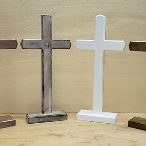 The Orignal Royer Chapel Wood Cross, Standing on Base,Aged White,Wood Cross,Table Top Cross,Distressed Cross,FREE PRIORITY SHIPPING image 8