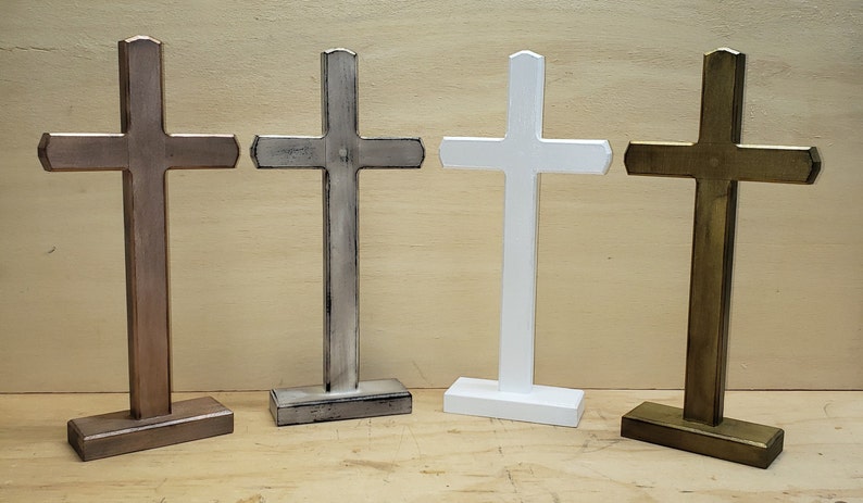 The Orignal Royer Chapel Wood Cross, Standing on Base,Aged White,Wood Cross,Table Top Cross,Distressed Cross,FREE PRIORITY SHIPPING image 8