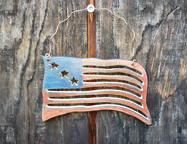 Wooden American Flag, American Flag Ornament
