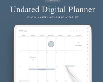 Undated Digital Planner, Goodnotes Template, Hyperlink Tabs, Digital Notebook, Digital Stickers, Bullet Journal, Line, Notability, Noteshelf