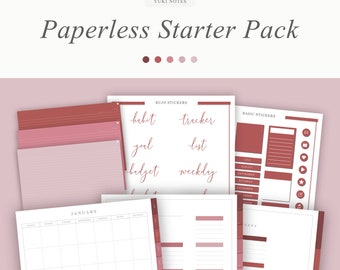 Undated Digital Planner, 12 Tab Notebook, 5 Tab Notebook, 125 Flashcards, Basic & Bujo Stickers, Goodnotes, Notability, Noteshelf, iPad