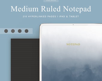 Bloc de notas de regla media / Cuaderno digital / Plantilla Goodnotes / Hipervínculo / Negro / Planificador / Bullet Journal / iPad / Notabilidad / Noteshelf