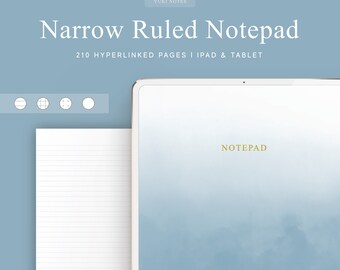 Narrow Ruled Notepad | Digital Notebook | Goodnotes Template | Hyperlink | Bujo | Planner | Bullet Journal | iPad | Notability | Noteshelf