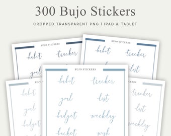 300 Digital Bujo Stickers, Transparent PNG, Pre-cropped, Labels, Months, Days, Bullet Journal, Digital Planner, Goodnotes, Notability