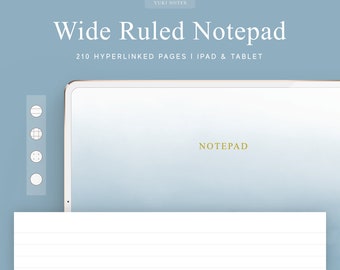 Wide Ruled Notepad | Digital Notebook | Goodnotes Template | Hyperlink | Stickers | Planner | Bullet Journal | iPad | Notability | Noteshelf
