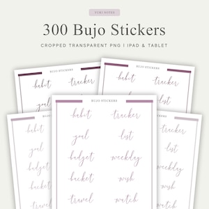 300 Digital Bujo Stickers, Transparent PNG, Pre-cropped, Labels, Months, Days, Bullet Journal, Digital Planner, Goodnotes, Notability