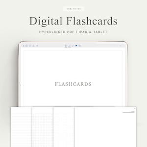 125 Digital Flashcards, Hyperlinked PDF, Lined, Grid, Dotted, Blank, Digital Notes, Bullet Journal, Digital Planner, Goodnotes, Notability