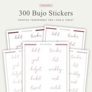 300 Digital Bujo Stickers, Transparent PNG, Pre-cropped, Labels, Months, Days, Bullet Journal, Digital Planner, Goodnotes, Notability
