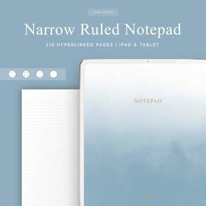 Smalt linjerat anteckningsblock | Digital anteckningsbok | Goodnotes-mall | Hyperlänk | Bujo | Planerare | Bullet Journal | iPad | Notability | Noteshelf