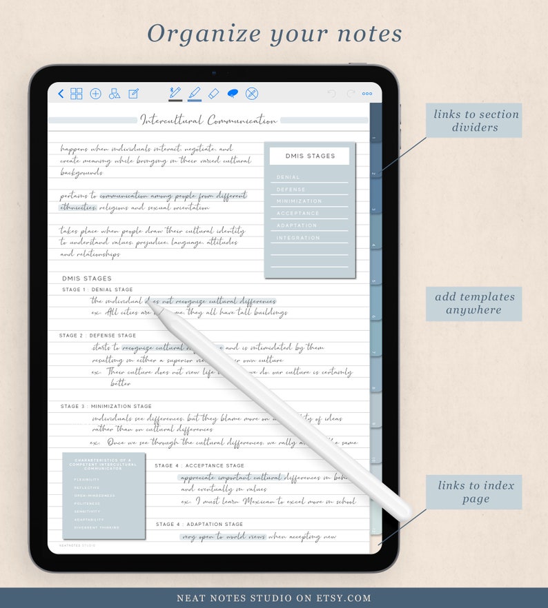 12 Tab Digital Notebook, Hyperlinked PDF, Lined, Grid, Dotted, Blank, Cornell, Stickers, Bujo, Digital Planner, Goodnotes, Notability image 8