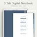 Undated Digital Planner, 12 Tab Notebook, 5 Tab Notebook, 125 ...