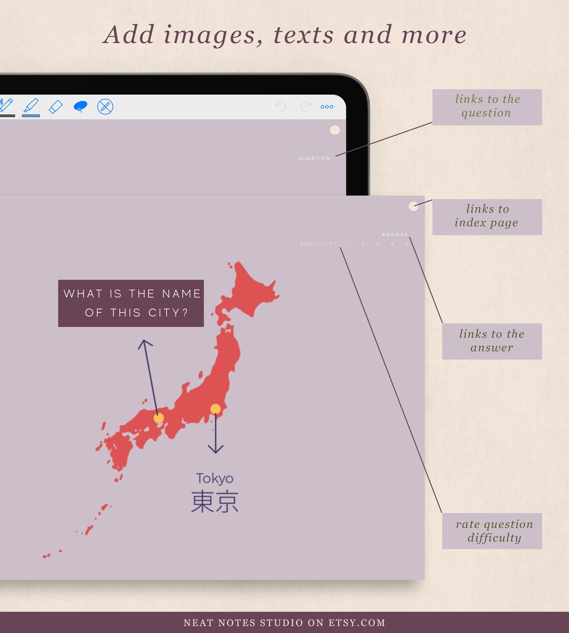 125 Digital Flashcards Hyperlinked PDF Lined Grid Dotted | Etsy