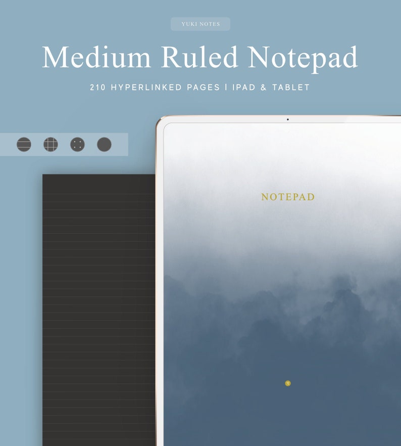 Medium Ruled Notepad | Digital Notebook | Goodnotes Template ...