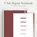 Undated Digital Planner, 12 Tab Notebook, 5 Tab Notebook, 125 ...