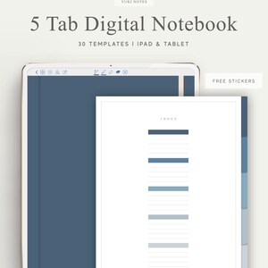 5 Tab Digital Notebook Bundle Hyperlinked PDF Lined Grid - Etsy