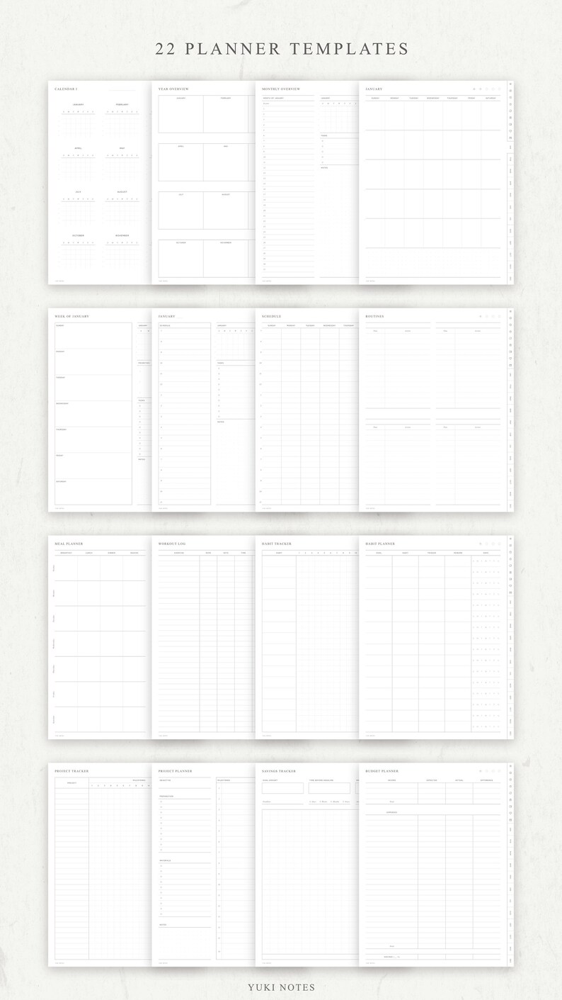 Undated Digital Planner Goodnotes Template Hyperlink Tabs Etsy
