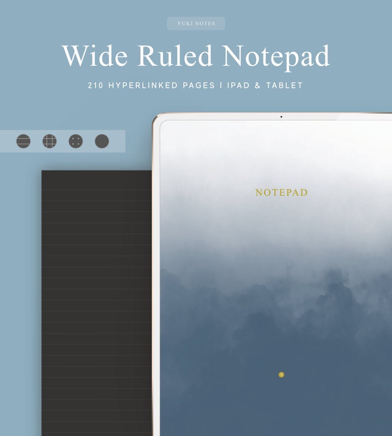 Wide Ruled Notepad Digital Notebook Goodnotes Template Etsy