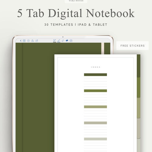 12 Tab Digital Notebook Hyperlinked PDF Lined Grid Dotted - Etsy