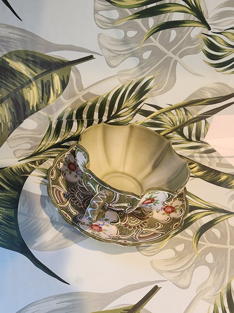 Ardalt Lenwile Green Floral Tea Cup vintage Tea Cups floral Tea Mugs