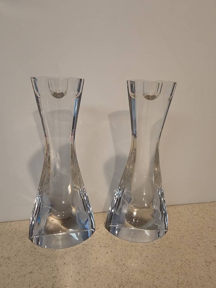 Nambe Crystal Candle Holders Candlesticks Modern Etsy