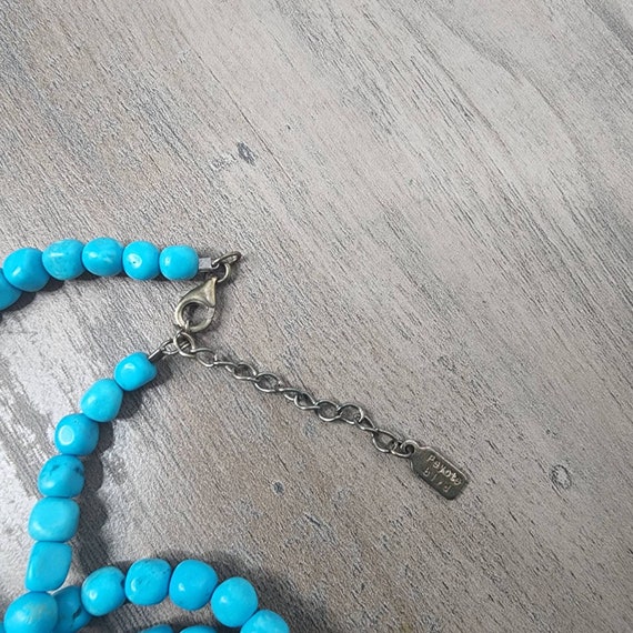 Vtg peyote bird  turquoise  necklace signed 9.25 … - image 9