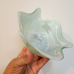 Eco glass Scalloped Shape Art Glass Bowl Made in Spain Light Light Green The Crockery
