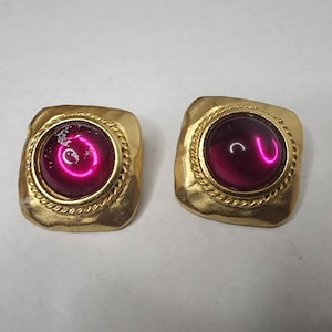 Vintage goldtone Clips-on signed graft_ Clips-on earrings-