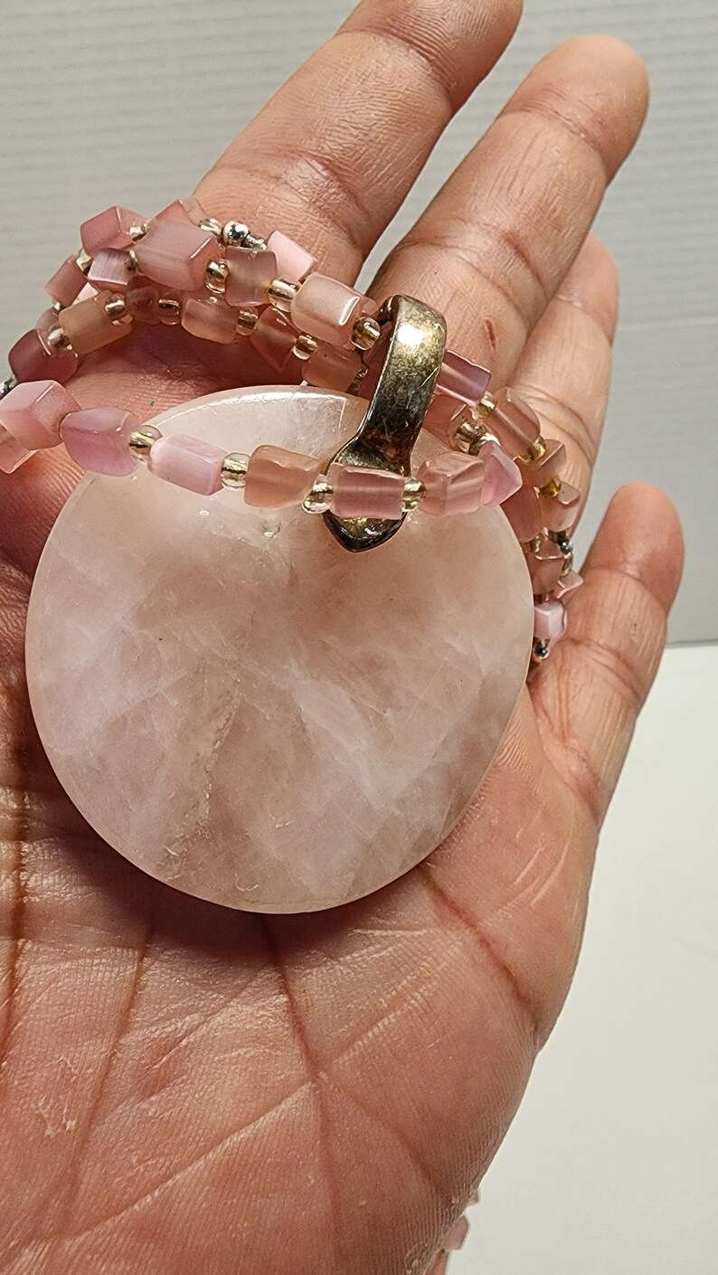 Premier Designs CATALINA Genuine Rose Quartz & Cat's Eye Threestrand