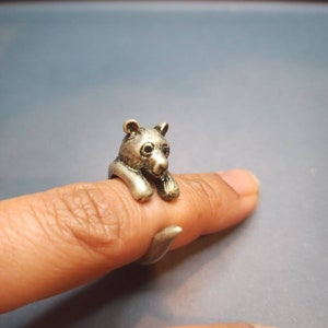 Adjustable Otter Ring, Sea Otter Jewelry, Handmade Otter Animal Ring