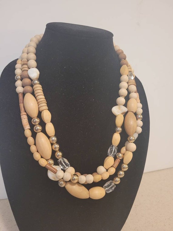Lydell NY   multi strand wooden   necklace