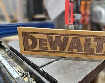 Dewalt Wall Sign Decor/Garage Shop Woodshop wooden engraved sign/Wall Art/Made from Reclaimed Brazillian Hardwood Eco Friendly USA Made