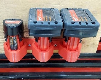 red tool M12 Battery Holder/Fits 3 M12 Batteries / red tool co Tools/3D-Printed Red or Black USA made