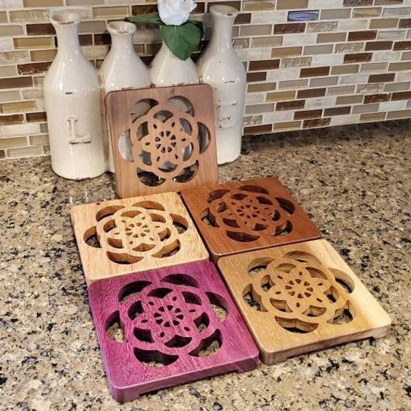 Carved Wood Trivet Etsy